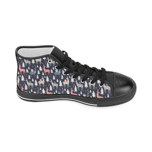Deers Winter Christmas pattern Women's High Top Canvas Shoes Black