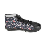 Deers Winter Christmas pattern Women's High Top Canvas Shoes Black