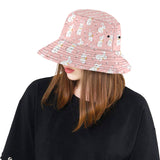 Cute white rabbit flower pink background Unisex Bucket Hat