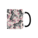 Zebra pink flower background Morphing Mug Heat Changing Mug