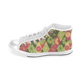 Cool Geometric lime pattern Men's High Top Canvas Shoes White