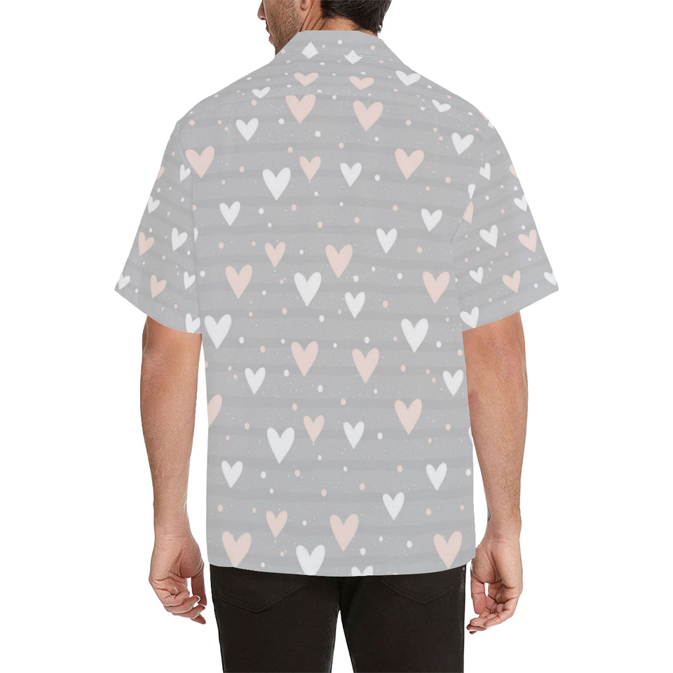 Heart pattern gray background Men's All Over Print Hawaiian Shirt