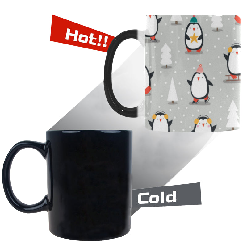 Cute Penguin christmas pattern Morphing Mug Heat Changing Mug