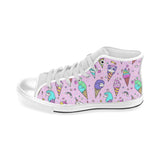 Cute ice cream cone animal pattern Men's High Top Canvas Shoes White