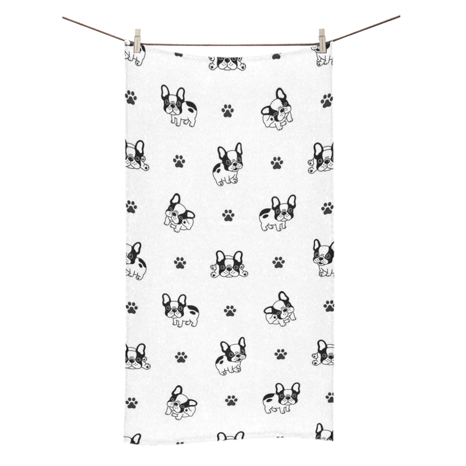 Cute french bulldog paw pattern Bath Towel