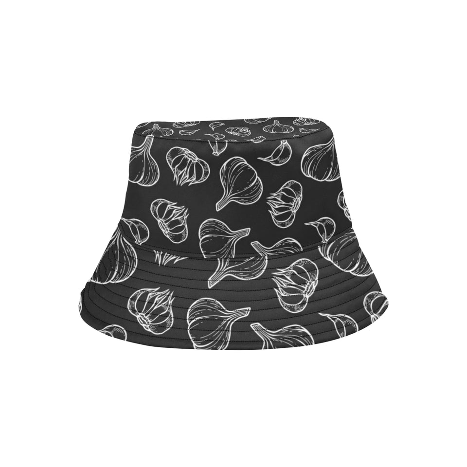 Garlic pattern black background Unisex Bucket Hat