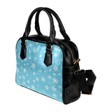 Snowflake pattern blue background Shoulder Handbag