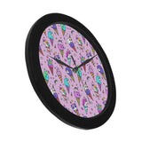 Cute ice cream cone animal pattern Elegant Black Wall Clock