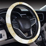 Gold Ornamental lotue waterlily symbol pattern Car Steering Wheel Cover