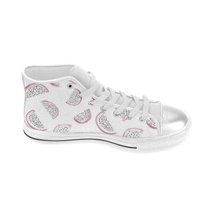 dragon fruit pattern Women's High Top Canvas Shoes White