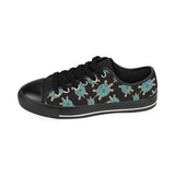 Sea turtle blue stone pattern Men's Low Top Canvas Shoes Black