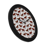 Horses running pattern background Elegant Black Wall Clock