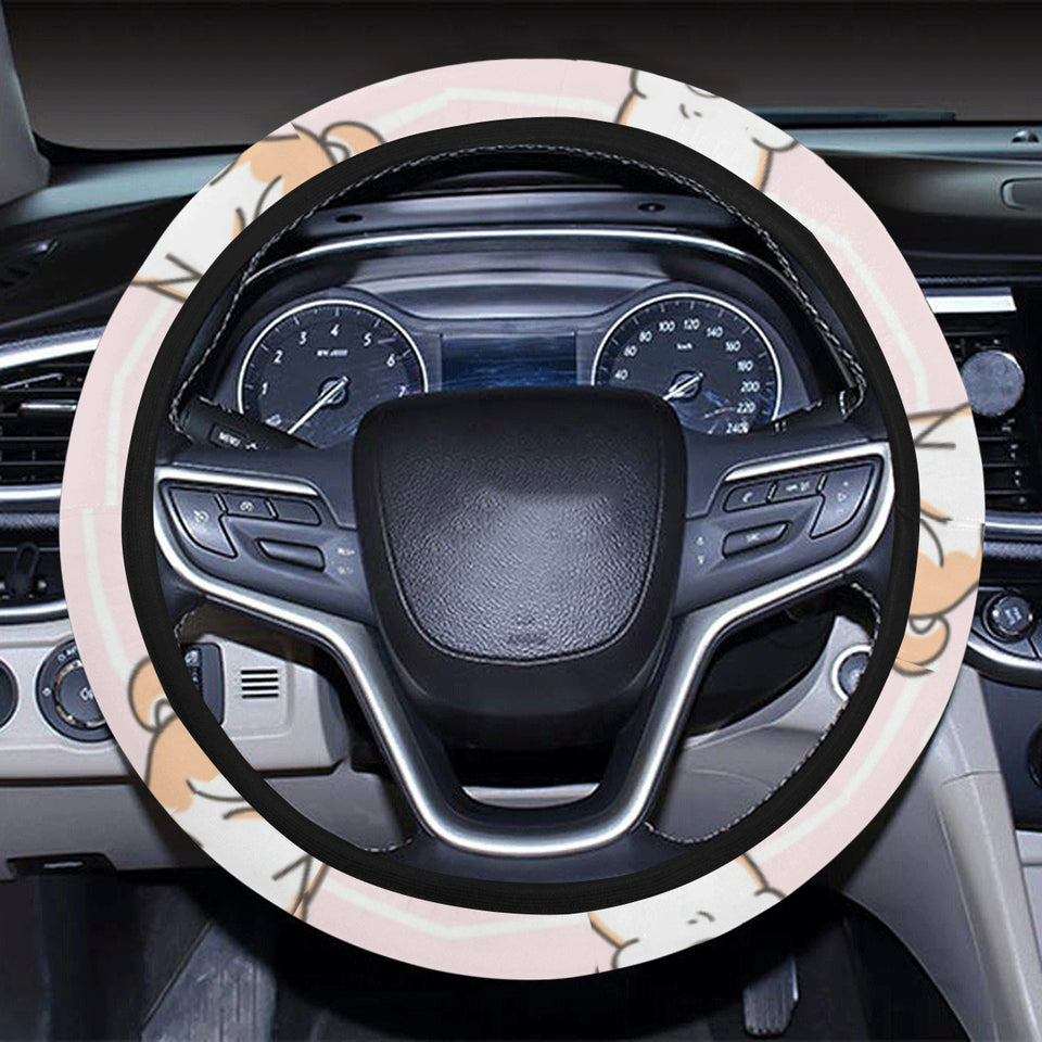 Cute Shiba Inu Dog Apple pattern Car Steering Wheel Cover