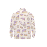Cakes pies tarts muffins and eclairs purple bluebe Men's Long Sleeve Polo Shirt