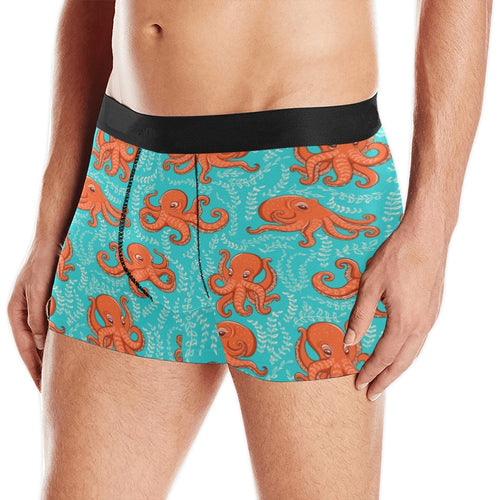 Octopus turquoise background Men's All Over Print Boxer Briefs Men's Underwear
