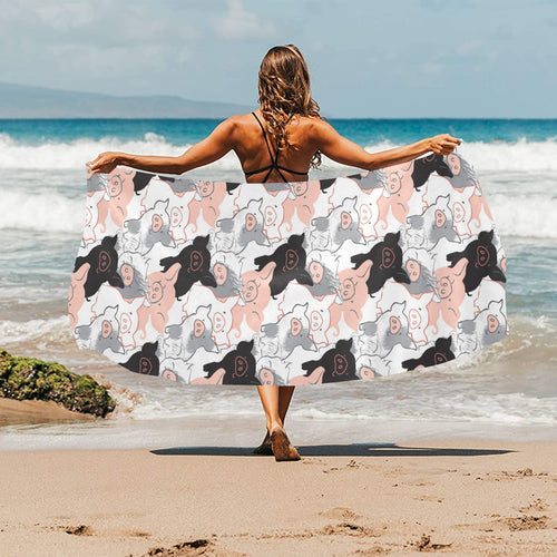 Pig Pattern Print Design 05 Beach Towel