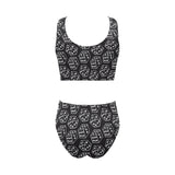 Dice Pattern Print Design 01 Chest Bowknot High Waisted Bikini Swimsuit