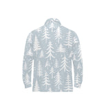 Christmas tree winter forest pattern Men's Long Sleeve Polo Shirt