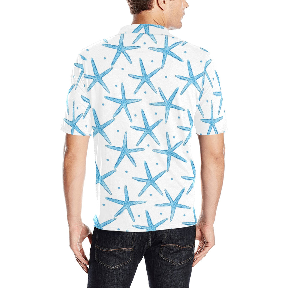 Watercolor starfish pattern Men's All Over Print Polo Shirt