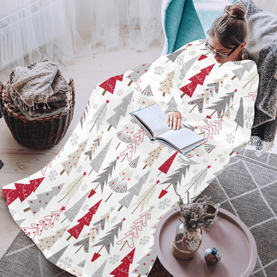 Cute Christmas tree pattern Blanket Robe with Sleeves