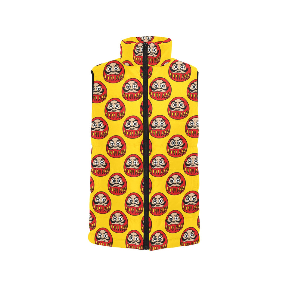 Daruma japanese wooden doll yellow background Women's Padded Vest