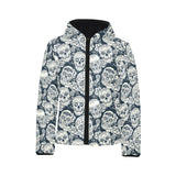 Sugar skull black white pattern Kids' Boys' Girls' Padded Hooded Jacket