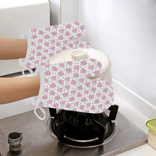 Pig Pattern Print Design 03 Heat Resistant Oven Mitts