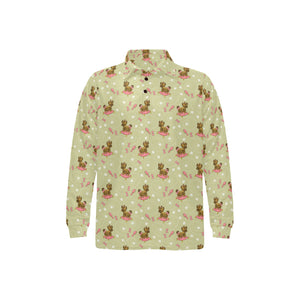 Yorkshire Terrier Pattern Print Design 01 Men's Long Sleeve Polo Shirt