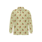 Yorkshire Terrier Pattern Print Design 01 Men's Long Sleeve Polo Shirt
