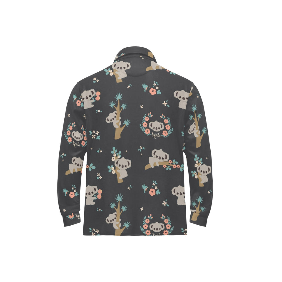 Cute koala pattern Men's Long Sleeve Polo Shirt