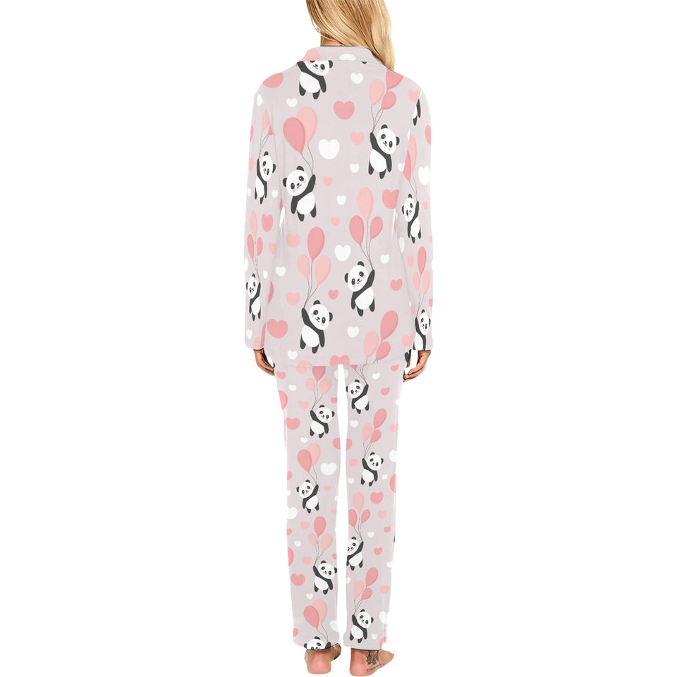 Cute panda ballon heart pattern Women's Long Pajama Set