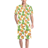 Pineapples design pattern Men's V-Neck Short Pajama Set