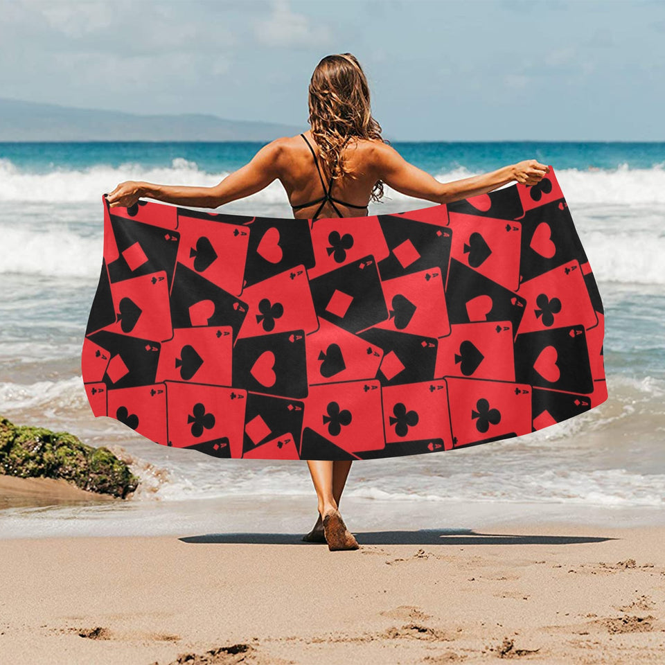 Casino Cards Suits Pattern Print Design 02 Beach Towel