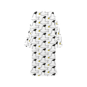 Seagull Pattern Print Design 05 Blanket Robe with Sleeves