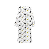 Seagull Pattern Print Design 05 Blanket Robe with Sleeves