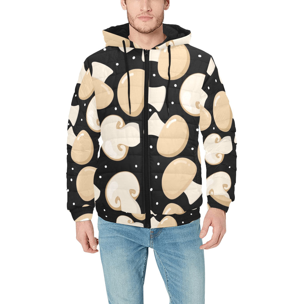 Champignon mushroom pattern Men's Padded Hooded Jacket