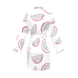 dragon fruit pattern Women's Long Sleeve Belted Night Robe