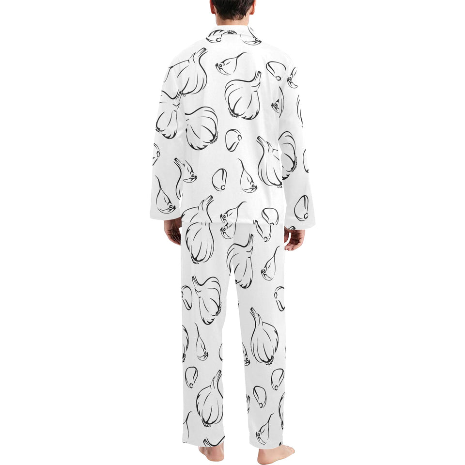 Garlic pattern black white Men's Long Pajama Set