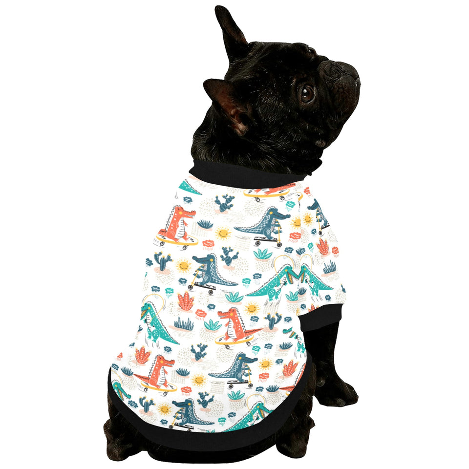 Cute Crocodile Pattern All Over Print Pet Dog Round Neck Fuzzy Shirt
