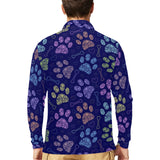 Dog Paws Pattern Print Design 02 Men's Long Sleeve Polo Shirt