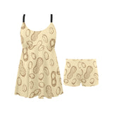 hand drawn peanuts pattern Chest Sexy Pleated Two Piece Swim Dress