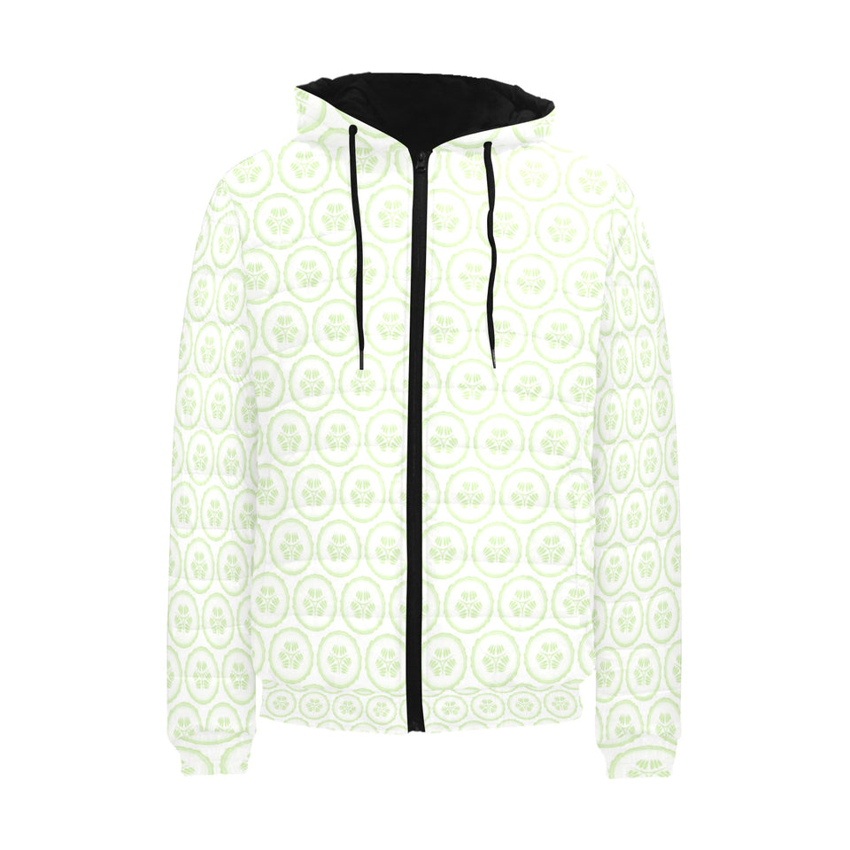 Cucumber pattern background Men's Padded Hooded Jacket