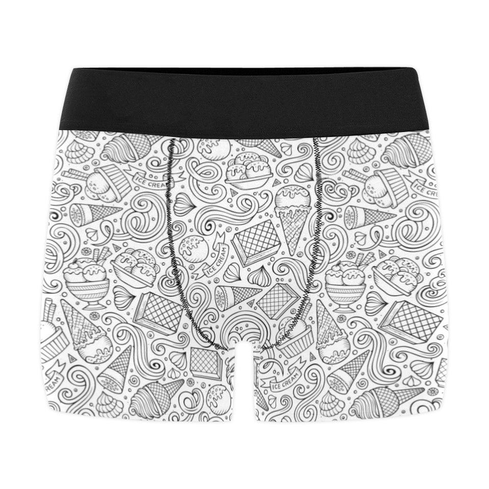 Cartoon hand drawn ice cream black white Men's All Over Print Boxer Briefs Men's Underwear