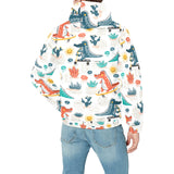 Cute Crocodile Pattern Men's Padded Hooded Jacket