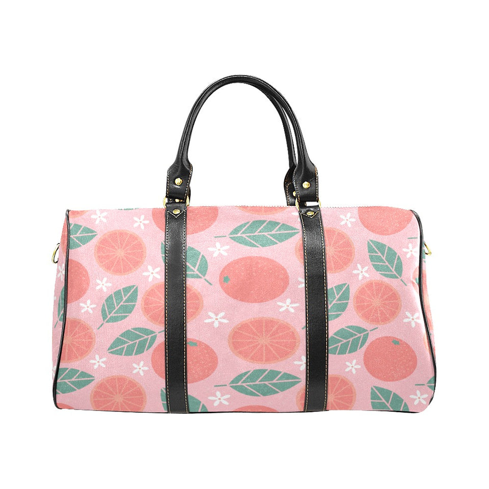 Grapefruit leaves flower pink background Travel Bag