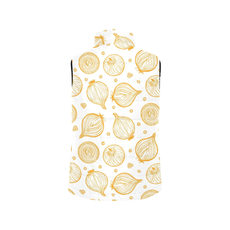 hand drawn onion pattern Women's Padded Vest