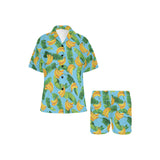banana leaves banana design pattern Women's V-Neck Short Pajama Set