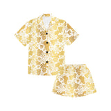 Gold grape pattern Kids' Boys' Girls' V-Neck Short Pajama Set