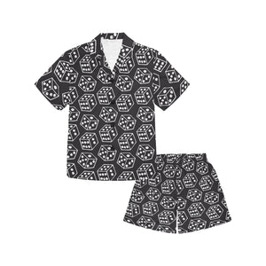 Dice Pattern Print Design 01 Kids' Boys' Girls' V-Neck Short Pajama Set