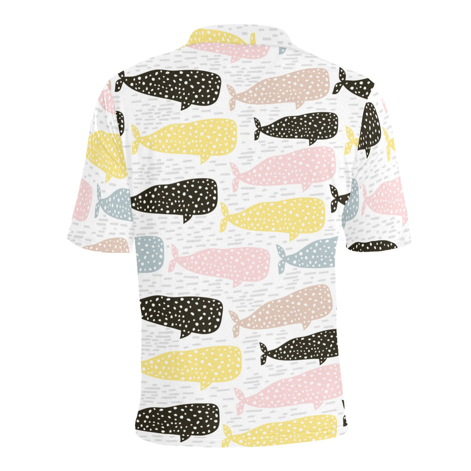 Whale dot pattern Men's All Over Print Polo Shirt